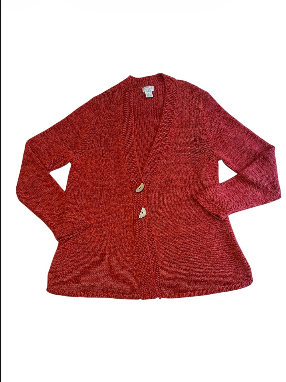 Vintage Sigrid Olsen Sport Red Knit Toggle Cardigan Sweater Size M